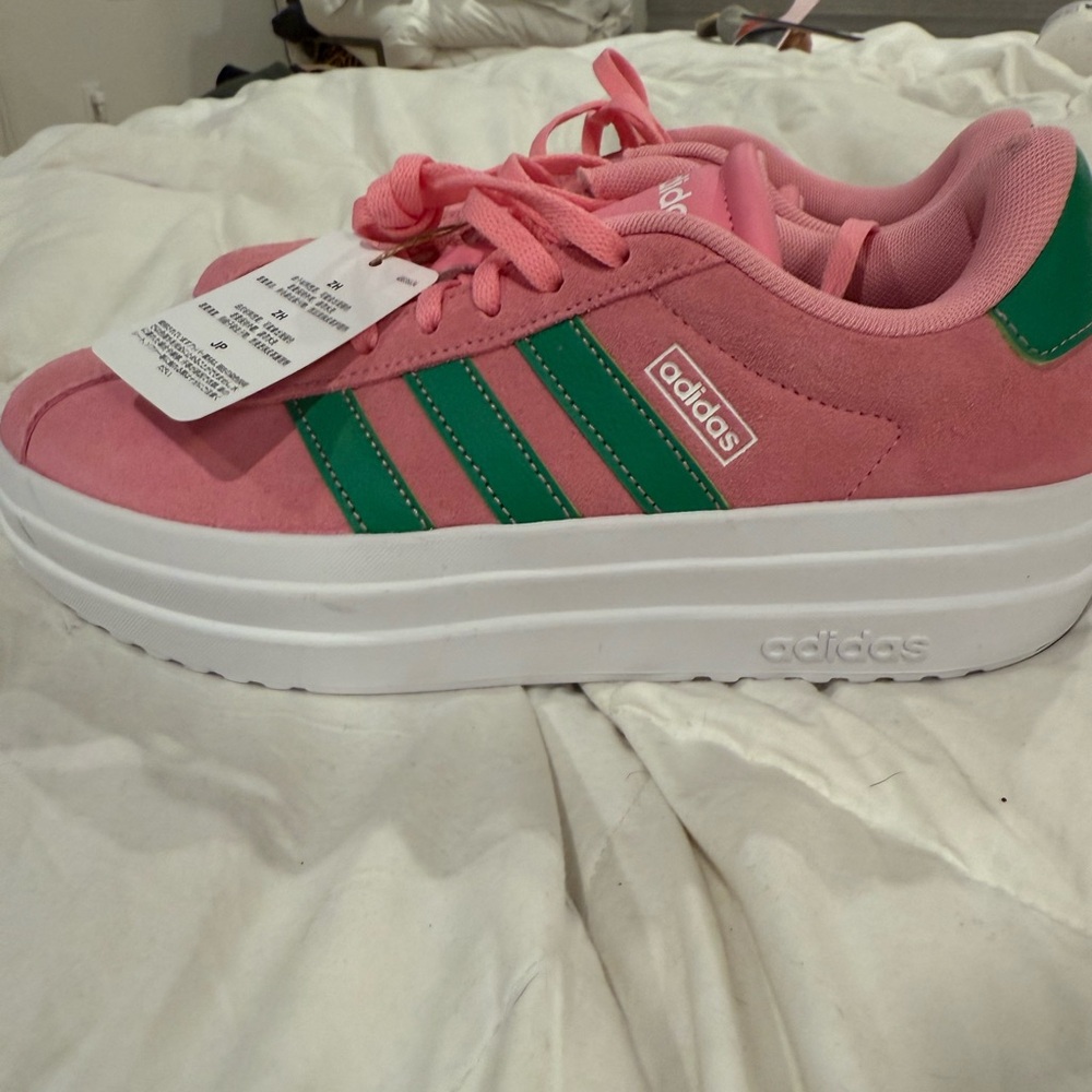 Adidas Pink and Green samba  Platform Shoes